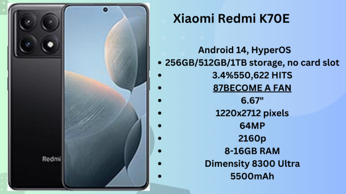 Redmi K70e 4G price and full specification